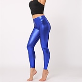cheap Bottoms-1980s High Waisted Shiny Latex Patent Leggings PU Leather Pencil Pants Disco Women&#039;s Carnival Masquerade Party Bachelorette Party Pride Parade Adults&#039; Pants