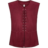 economico Cime-Retrò Vintage Punk &amp; Gotico Medievale Costume Cosplay Gilet Gilet in camoscio Vampiro Pirata Cavaliere Coulisse Costume Per uomo Per donna Unisex Celtico Costumi da pirata Fantasia Halloween