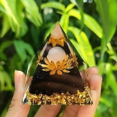 cheap Outdoor Decoration-Orgone Pyramid For Positive Energy And Amethyst Crystal Ball, With Protection From Crystals Energy Generator For Stress Reduce Healing Meditation And Wealth Attraction For Home Decoration