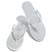 billiga Avslappnade sandaler-flip flop-sandaler för kvinnor i silver med strass utsmyckningar - glittrande sommarstrandkläder för fester och speciella tillfällen