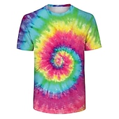 billige Retro grafikk-Disk Tie Dye T-skjorte Animé 3D Graphic Til Par Herre Dame Voksne Karneval Maskerade 3D-utskrift Fritid / hverdag