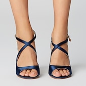 billige Prom-kvinners sateng peep-toe hæler med perle ankel stropp – elegante champagne bryllup sko for bruder og brudepiker