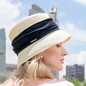 economico Cappelli per feste-cappelli cappello a secchiello in fibra di poliestere cappello di paglia cappello da sole vacanza casual semplice protezione solare con copricapo copricapo