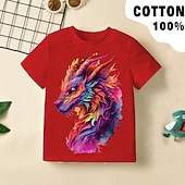 Chlapecké 3D Grafika Zvíře Drak Tričko Košilky Krátký rukáv 3D tisk Léto Jaro Aktivní Sportovní Módní 100% bavlna Děti 3-12 let Venkovní Ležérní Denní Běžný levne 3D zvířata pro chlapce-Chlapecké 3D Grafika Zvíře Drak Tričko Košilky Krátký rukáv 3D tisk Léto Jaro Aktivní Sportovní Módní 100% bavlna Děti 3-12 let Venkovní Ležérní Denní Běžný