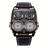 preiswerte Quarz-Uhren-Oulm Herren Quarz Uhr Minimalistisch Retro Vintage Sport Mode Kompass Wasserdicht Thermometer Dekoration Lederuhr
