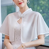 economico Stole da matrimonio-Cappotto avvolgente donna vintage elegante senza maniche avvolge con colore puro per matrimonio vestito estivo per impressionare