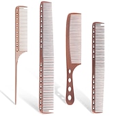 baratos Pentes e escovas de cabelo-4 pçs pente de aço inoxidável profissional pente de alumínio para todos os tipos de cabelo pente de estilo de cabelo pente de corte fino pente de rabo de rato pente de desembaraçar
