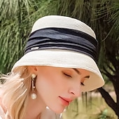 economico Cappelli per feste-cappelli cappello a secchiello in fibra di poliestere cappello di paglia cappello da sole vacanza casual semplice protezione solare con copricapo copricapo