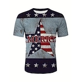  4 de Julho de 2026 250º Dia da Memória Camiseta Masculina Patriótica Vintage Designer Gráfico Patriota Estampada em 3D da Bandeira Nacional Veterano Decote Careca de Mangas Curtas