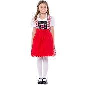 halpa Lapset-Oktoberfest dirndl Trachtenkleader Dirndl pusero Oktoberfest / Olut baijerilainen baijerilainen Wiesn Perinteinen Tyyli Niityt Tyttöjen Perinteinen tyyli kangas Toppi Leninki Esiliina