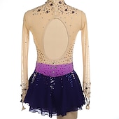 abordables Vestidos de Patinaje Artístico-Vestido de patinaje artístico Mujer Chica Patinaje Sobre Hielo Vestidos Borgoña Azul Real Púrpula Claro Dedo Pulgar Espalda Abierta Licra Alta elasticidad Entrenamiento Competición Ropa de Patinaje