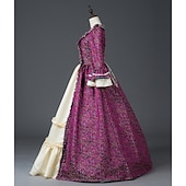baratos Vestidos-Vintage Rococó Renascentista Maxi Vestidos Julieta Cinderela Flor Princesa Decote Quadrado Normal Todos Real Dia Das Bruxas Carnaval Baile de Máscaras Espetáculo Festa dia das Bruxas Adulto Todas as