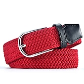 billige Belter til herrer-unisex flettede belter moteriktig enkel strikket spenne belte svart hvit lerret legering vanlig utendørs sport ideell gave