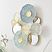 abordables décoration murale en métal-Décoration murale 1pc, décoration murale en métal conçue avec une feuille de lotus, décoration murale suspendue rustique, art mural en métal de ferme, décoration murale moderne pour le bureau de la chambre à coucher du salon
