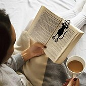 preiswerte Buchstützen &amp; Lesezeichen-1 Stück schwarze Katze Kunststoff-Lesezeichen-Umschlagschild, ausgehöhlte Mini-3D-Tier-Lesezeichen, Geschenk zum Schulanfang