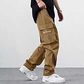 cheap Cargo Pants-Men&#039;s Cargo Pants Cargo Trousers Zipper Pocket Plain Comfort Breathable Outdoor Daily Going out Fashion Casual Black Khaki