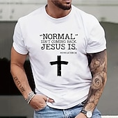 お買い得  メンズグラフィックTシャツ-男性用 レタード グラフィック 十字架 Tシャツ グラフィックTシャツ コットン 半袖 グラフィック シャツ ブラック ホワイト ネイビーブルー 快適なTシャツ アウトドア ストリート ファッションデザイナーの衣類