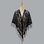 abordables envolturas de invitados de boda-Bufanda de borla triangular con bordado de flores, chal hueco de color sólido, protector solar para exteriores, envoltura para la cabeza de viaje, accesorios para el cabello para bodas de otoño