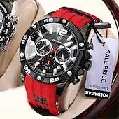 voordelige Quartz-horloges-POEDAGAR Luxe Mannen Polshorloge Sport Chronograaf Silicone Strap Mannen Horloges Waterdicht Luminieuze Datum Heren Quartz Horloge