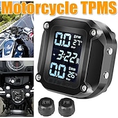 abordables Accesorios para motos y ATV-Sistema de alarma de monitoreo de temperatura de neumáticos de presión de neumáticos de motor tpms de motocicleta con 2 sensores externos