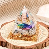 cheap Outdoor Decoration-Orgone Pyramid For Positive Energy And Amethyst Crystal Ball, With Protection From Crystals Energy Generator For Stress Reduce Healing Meditation And Wealth Attraction For Home Decoration