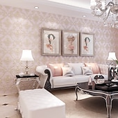 abordables Papel pintado-Fondos de pantalla frescos Papel tapiz de damasco floral mural de pared decoración del hogar revestimiento de paredes moderno clásico, material de tela no tejida adhesivo requerido papel tapiz,