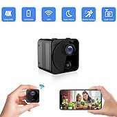 זול מצלמות רשת IP פנימיות-מיני מצלמה נסתרת wifi 4k אלחוטי מקורה קטן מטפלת ip מצלמת אבטחה ביתית מעקב סודי מקליט וידאו זעיר עם אפליקציית טלפון ראיית לילה ai זיהוי אנושי 100 ימים חיי סוללה המתנה