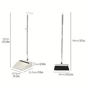 abordables Les fournitures de nettoyage-1 ensemble/2 pièces ensemble balai et pelle à poussière pour la maison, ensemble combiné pelle à poussière et balai droit, balayage des poils d&#039;animaux de sol en bois de cuisine de bureau, fournitures