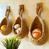 cheap Wall Accents-Bohemian Style Woven Wall Hanging Basket - Creative Teardrop Shape for Kitchen Storage of Fruits &amp; Vegetables