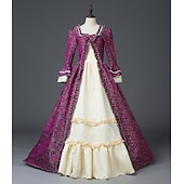 baratos Vestidos-Vintage Rococó Renascentista Maxi Vestidos Julieta Cinderela Flor Princesa Decote Quadrado Normal Todos Real Dia Das Bruxas Carnaval Baile de Máscaras Espetáculo Festa dia das Bruxas Adulto Todas as
