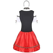 levne Dirndl-Oktoberfest Šaty Cosplay kostým Maškarní Oktoberfest / pivo cosplay Louky Dámské Výkon předvečer Všech svatých Párty / koktejly Tradiční Styl Tkanina Šaty Doplňky do vlasů