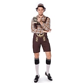 halpa Lederhosen-Oktoberfest Pusero / hame nahkahousuista baijerilainen Saksa München Niityt Miesten Perinteinen tyyli kangas Pusero Shortsit Hattu