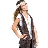 preiswerte Outfits-Hippie Retro Vintage 1960er 1970er Cosplay Kostüm Austattungen Zubehörset Wildlederweste Damen Kostüm Jahrgang Cosplay Party / Abend Maskerade Weste Karneval Schlager Outfit