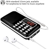 رخيصةأون مشغل MP3-مكبر صوت وسائط راديو رقمي محمول am fm مشغل موسيقى mp3 يدعم بطاقة tf / قرص USB مع شاشة عرض LED ووظيفة مصباح يدوي في حالات الطوارئ