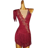 preiswerte Eiskunstlaufkleider-Eiskunstlaufkleid Damen Mädchen Eislaufen Kleider Schwarz Weiß Gelb Kreuz und quer Quaste Gitter Spandex Hochelastisch Wettbewerb Eiskunstlaufkleidung Ärmellos Latintanz Eislaufen Wintersport