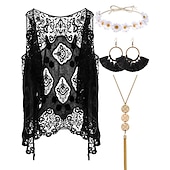 preiswerte Outfits-Hippie Retro Vintage 1960er 1970er Cosplay Kostüm Austattungen Zubehörset Wildlederweste Damen Kostüm Jahrgang Cosplay Party / Abend Maskerade Weste Karneval Schlager Outfit
