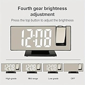abordables Décorations et veilleuses-nouvelle horloge de projection led multifonctionnel réveil numérique horloge électronique photosensible automatique avec usb plug-in transfrontalier