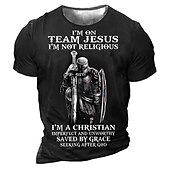 abordables Camisetas de fe-Hombre Unisexo León Estampados Cruz Camisa Camiseta Tee Manga Corta Camiseta Impresión 3D Escote Redondo Camisa Design Básico Grande y alto Casual Diario Negro / Gris Oro + Negro Negro Verano Ropa