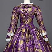 baratos Vestidos-Vintage Rococó Renascentista Maxi Vestidos Julieta Cinderela Flor Princesa Decote Quadrado Normal Todos Real Dia Das Bruxas Carnaval Baile de Máscaras Espetáculo Festa dia das Bruxas Adulto Todas as