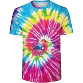 billige Retro grafikk-Disk Tie Dye T-skjorte Animé 3D Graphic Til Par Herre Dame Voksne Karneval Maskerade 3D-utskrift Fritid / hverdag
