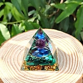 cheap Outdoor Decoration-Orgone Pyramid For Positive Energy And Amethyst Crystal Ball, With Protection From Crystals Energy Generator For Stress Reduce Healing Meditation And Wealth Attraction For Home Decoration