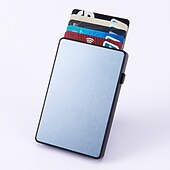 cheap Card Holders &amp; Cases-Slim Aluminum Card Holder Wallet ID Credit Card Holder Mini RFID Blocking Automatic Pop Up Bank Card Case Organizer