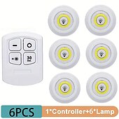 halpa Puck valot-3/6 kpl led kaapin alla oleva valo himmennettävä cob yövalo kaukosäätimellä kaappivalot vaatekaappi kaappi kaappi keittiöön