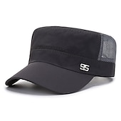 cheap Men&#039;s Hats-Men&#039;s Military Cap Cadet Hat Black Deep Blue Polyester Travel Beach Outdoor Vacation Plain Adjustable Sunscreen Breathable