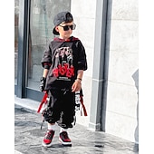 economico Completini per bambini-Unisex 3D Alfabetico Set felpa con cappuccio e pantaloni della tuta Completo Manica lunga Autunno Inverno Di tendenza Stile di strada Bambino 3-13 anni Da mare Strada Standard