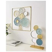 abordables décoration murale en métal-Décoration murale 1pc, décoration murale en métal conçue avec une feuille de lotus, décoration murale suspendue rustique, art mural en métal de ferme, décoration murale moderne pour le bureau de la chambre à coucher du salon