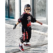 economico Completini per bambini-Unisex 3D Alfabetico Set felpa con cappuccio e pantaloni della tuta Completo Manica lunga Autunno Inverno Di tendenza Stile di strada Bambino 3-13 anni Da mare Strada Standard