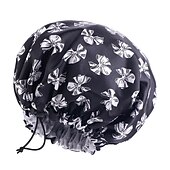 abordables Aparatos para el baño-gorro de ducha de seda con estampado de leopardo, gorro de ducha de doble capa impermeable, gorros de pelo eva reutilizables para la protección del cabello, siete colores disponibles, para el cuidado