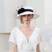 levne Fascinátory-fascinators kentucky derby klobouk vlákno buřinka / cloche klobouk slaměný klobouk klobouk proti slunci svatební večerní párty elegantní ochrana proti slunci s peřím květinová pokrývka hlavy