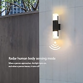 preiswerte Außenwandleuchten-LED-Sensor-Wandleuchte, Wandleuchte für den Außenbereich, Wandleuchten aus schwarzem Metall, Up-Down-Wandleuchten, Wandlaterne aus Aluminium, wasserdichte IP65-Scheinwerfer, Nachtlampen für Veranda, Terrasse, Garten, 85–265 V